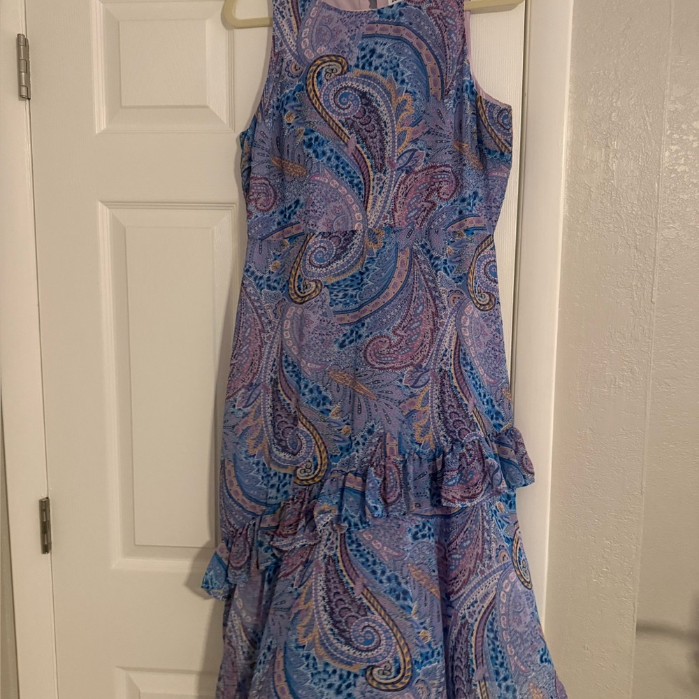 Sam Edelman Blue and Purple Paisley High Low Dress